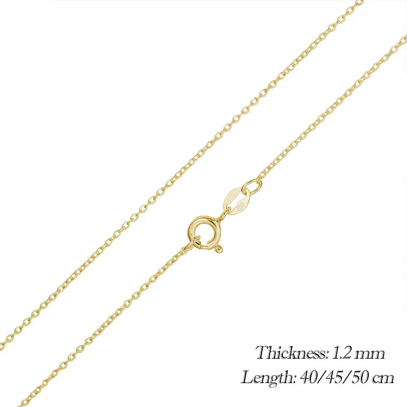BAMOER Classic Basic O-chain Solid 925 Sterling Silver Lobster Clasp Adjustable Necklace Box Cable Chain DIY Jewelry for Women