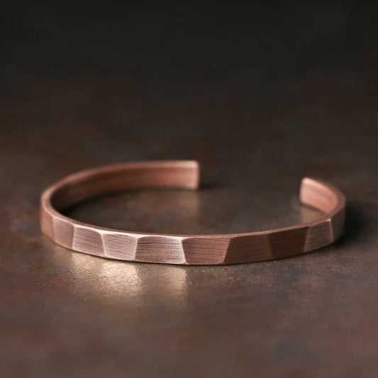 Pure Copper Handmade Bracelet Men Women Rustic Oxidized Cuff Bangle Punk Style Carved Metal Jewelry Gift for Him Her