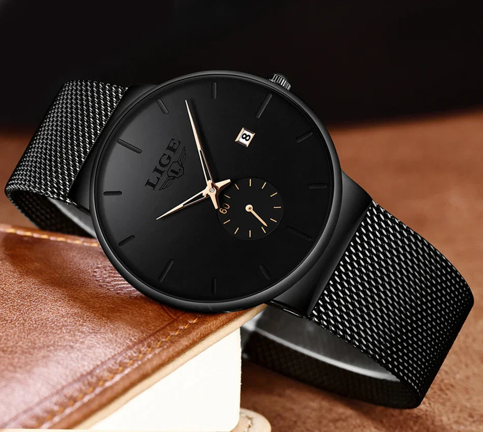LIGE Ultra Thin Fashion Casual Ladies Watches Elegant Luxury Waterproof Business Quartz Watch for Women Gift Auto Calendar Clock