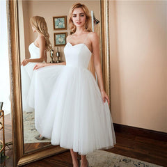 A-line wedding dress white sweetheart bridal wedding dress sleeveless