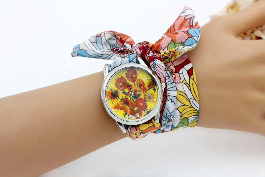 Shsby New Ladies Cloth Wristwatch Fashion Women Dress Watch High Quality Silver  Quartz Watch Sweet Girls Watch Fabric Clock