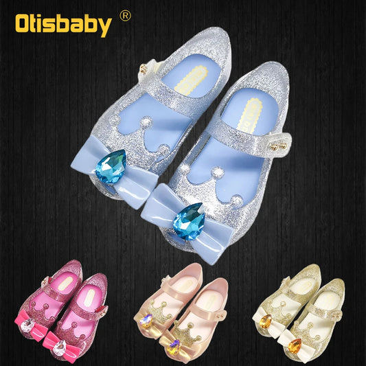 Fast Shipping Girls Snow Queen Elsa Cinderella Aurora Princess Dress Up Diamond Crown Jelly Sandals Baby Girl Rapunzel Shoes
