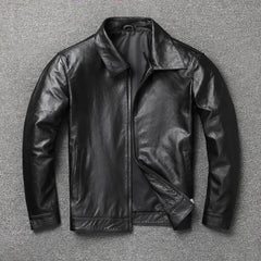 Genuine Leather Jacket Men Vintage Natural Cowskin Coat