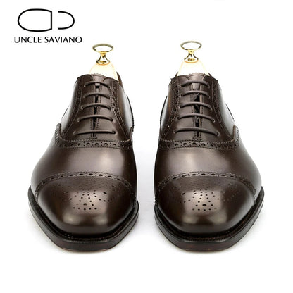 Uncle Saviano Oxford Brogue Style Lace-up Wedding Dress Shoes Formal Office Handmade Business Fashion Designer Shoes for Man