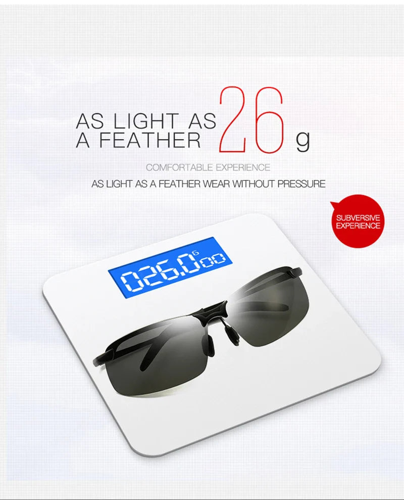 Half-frame Photochromic Sunglasses Men Women Vintage Metal Polarized Sun Glasses For Male Night Vision Driving Shades