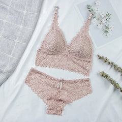 Women Lace Bra & Brief Sets Seamless Underwear Backless Vest Female