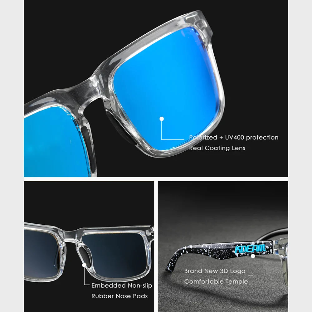 KDEAM Photochromic And Polarized Sunglasses Men Category 3 Polarized Sun Glasses Women Unique Frame Surface Eyewear With Case
