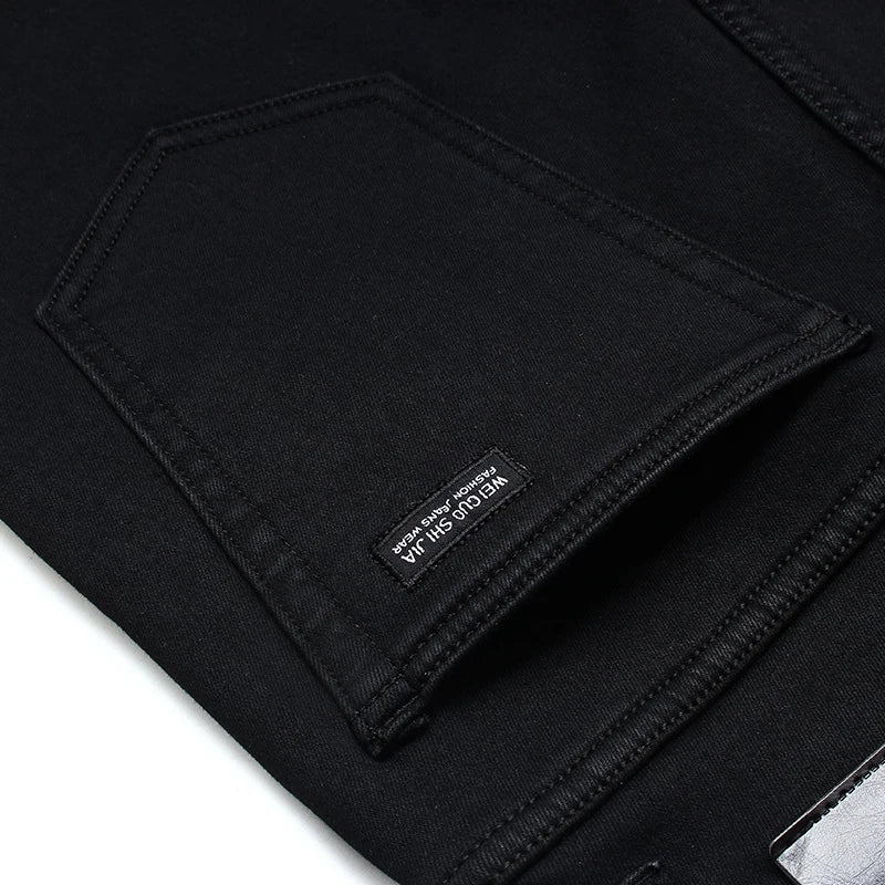 Men Classic Advanced Fashion Brand Jeans Jean Homme Man Soft Stretch Black
