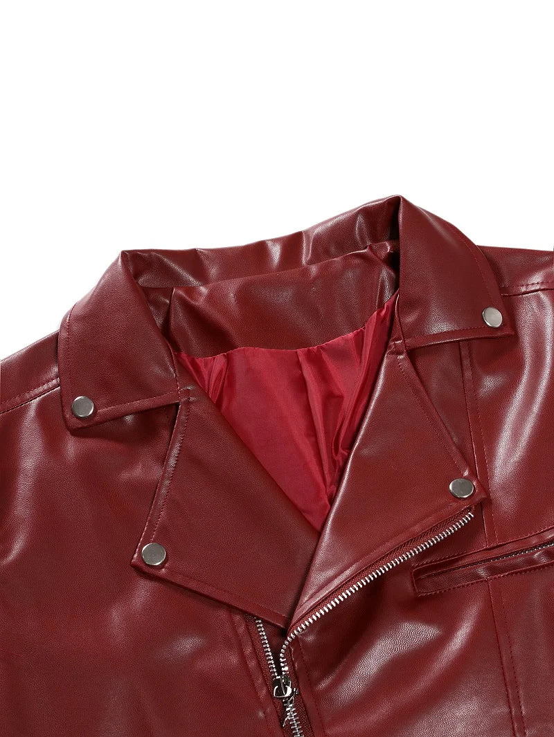 Spring Autumn Fashion Men Streetwear Black PU Leather  Jacket Mens Zipper Hip Hop