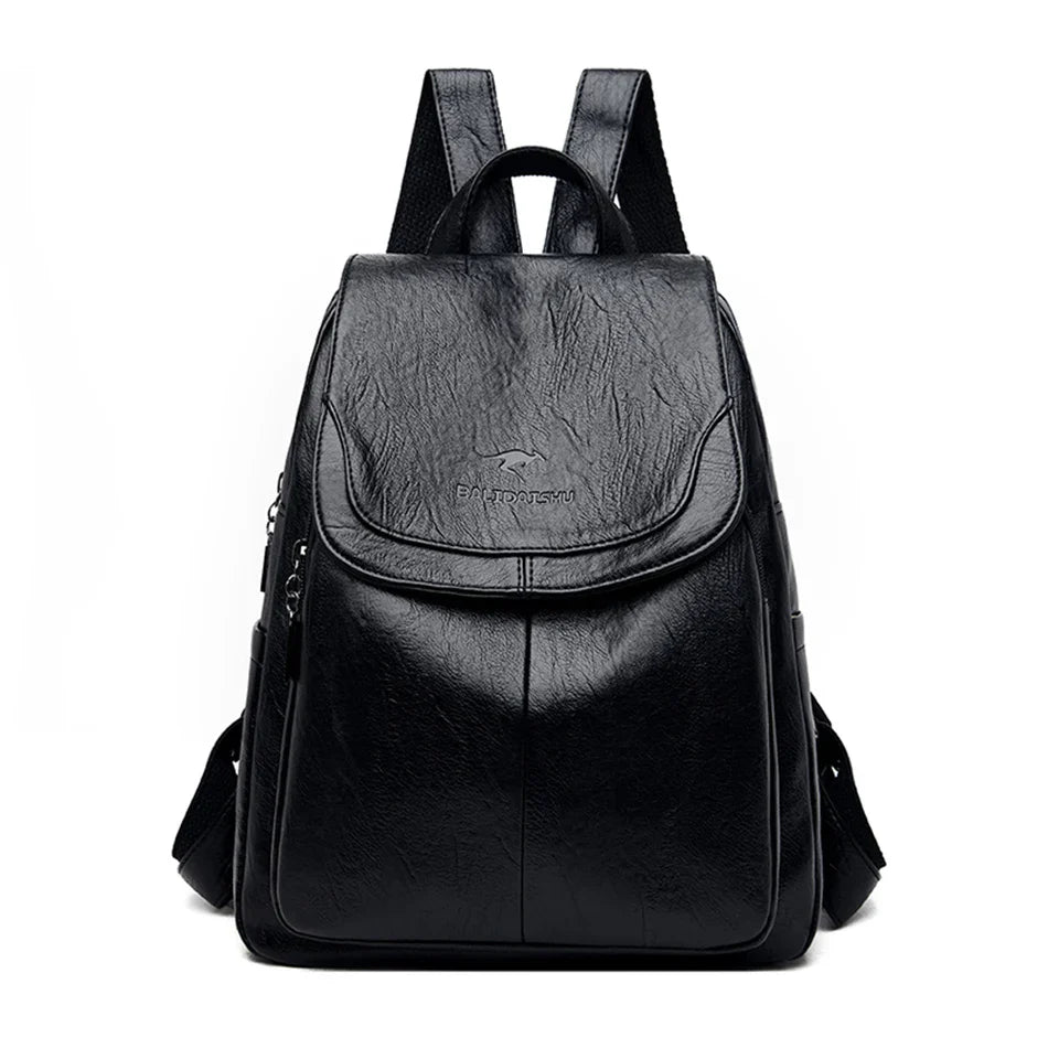 Genuine Women Leather Backpack Fashion Female Shoulder Bag Sac a Dos Ladies Bagpack Mochilas School Bags For Teenage Girls 2024