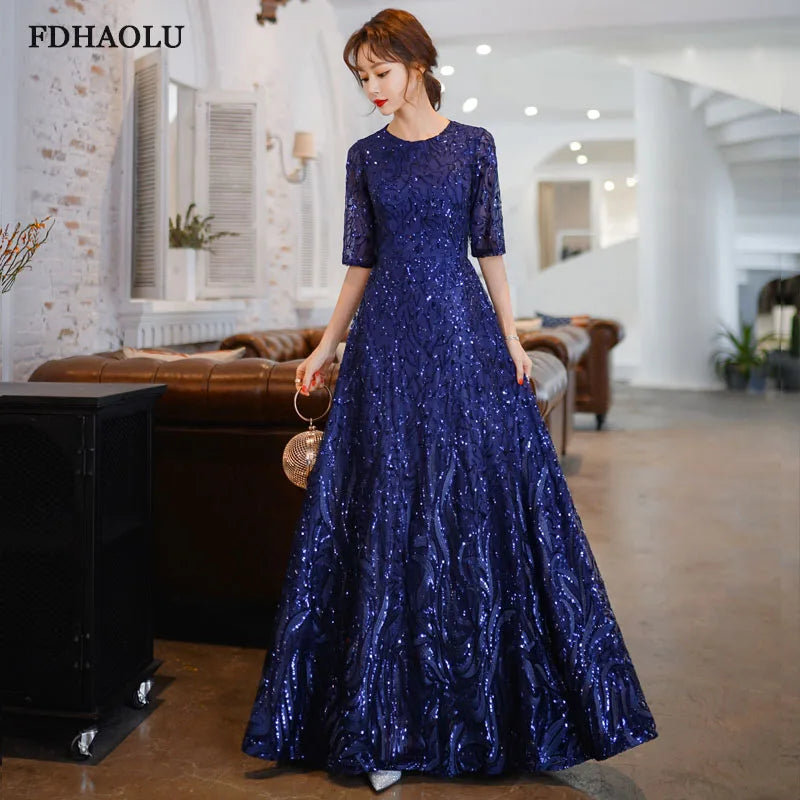 Homecoming Dresses: A Line Sequin Golden Evening Dress Long Prom Party Dresses