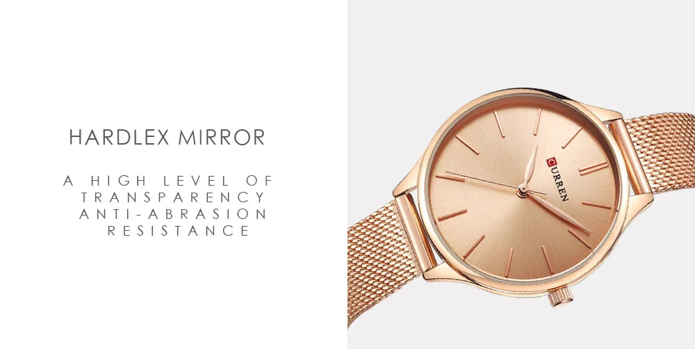 CURREN Original Women's Luxury Watch Matte Dial Japanese Quartz Movement Stainless Steel Mesh Strap with Box