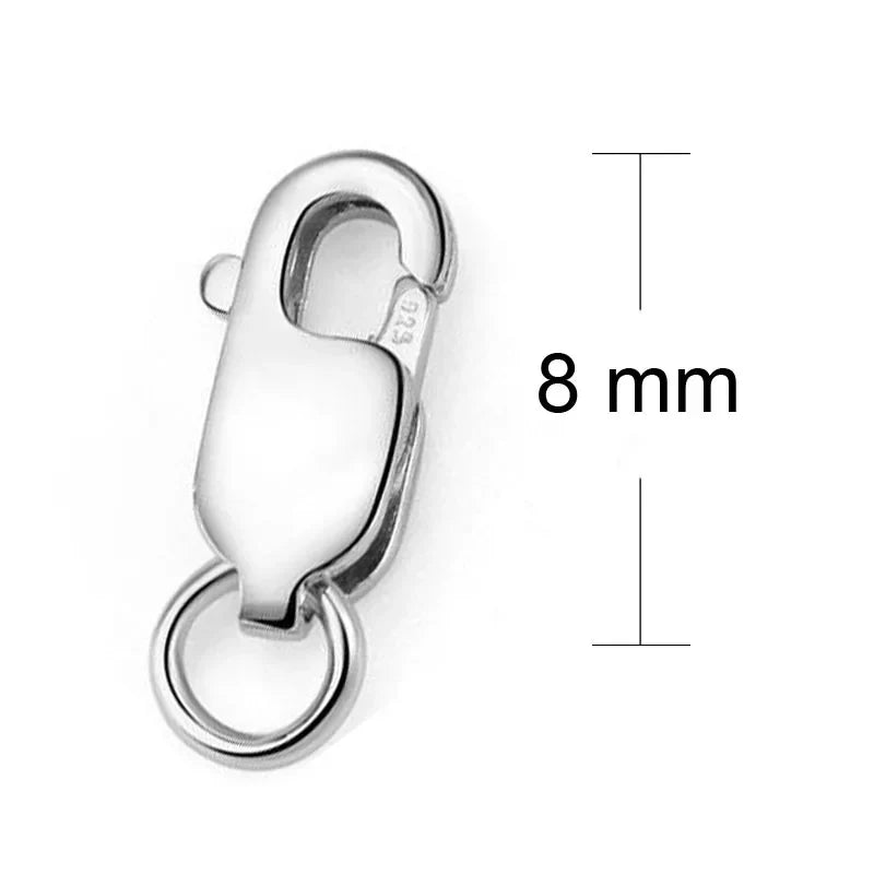 2pcs Real Pure Solid 925 Sterling Silver Lobster Clasp Hook Claw Buckle With Close Sealed Ring Connector Jewelry Findings