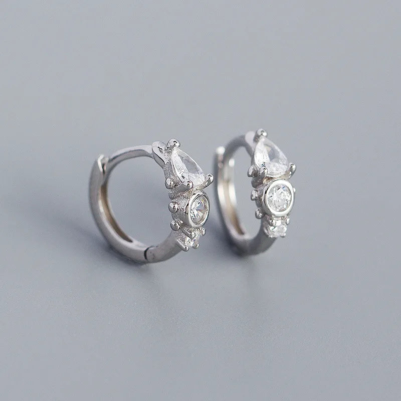 925 Sterling Silver Earring Zircon Sun Flower Ear Ring Geometric Style Water Drop Ear Bone Cute Temperament Woman Girl Ear Jewel