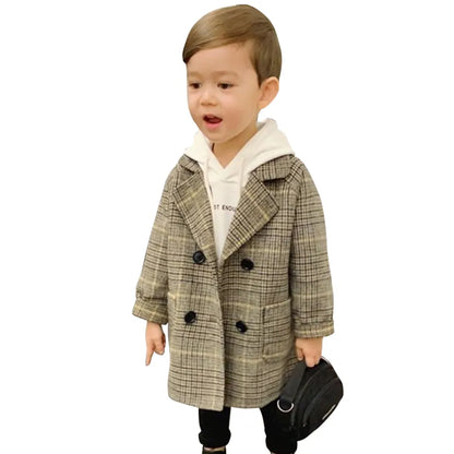 Boys Long Jacket Coat Plaid Pattern Boy Coat Casual Style Jacket Boy Spring Autumn Children's Clothes For Boys
