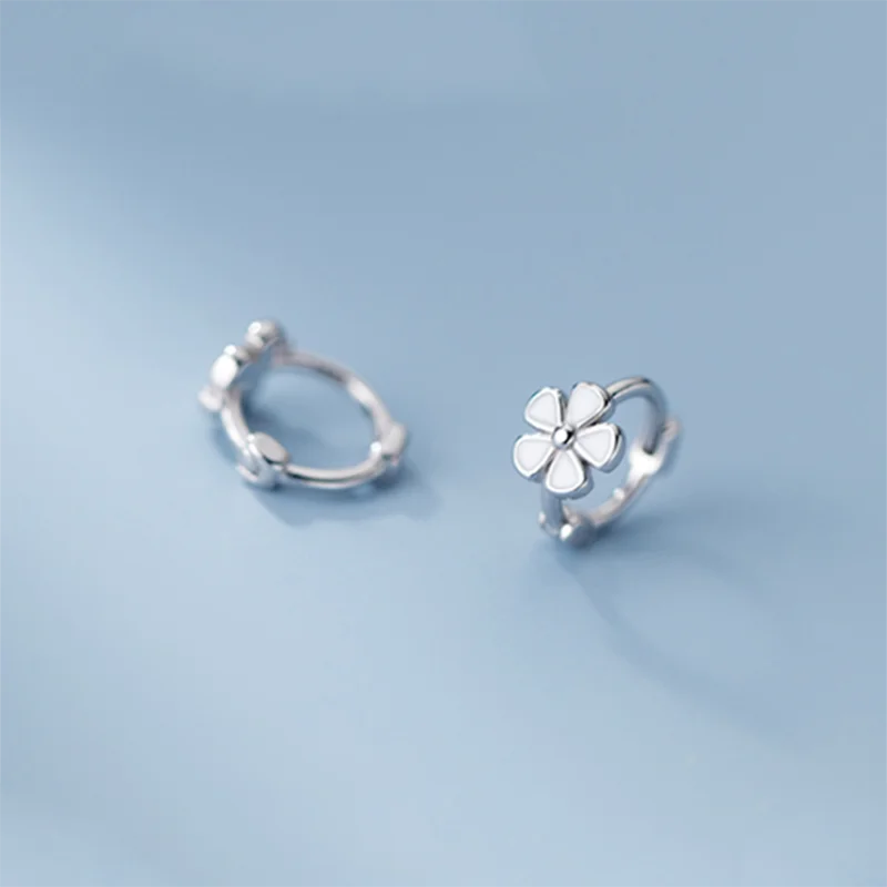 WANTME Genuine 925 Sterling Silver Sweet Romantic Flower Ear Buckle for Women Korean Girl Fashion Birthday Earring Jewelry Gift