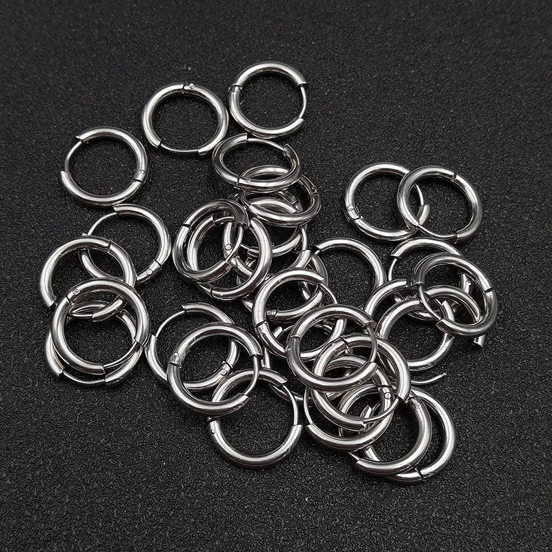 10pcs/lot Stainless Steel Hoop Earrings 2.5mm 2.0mm Thick for Men Women Blue Black Gold Colorful Round Circle Earring Wholesale