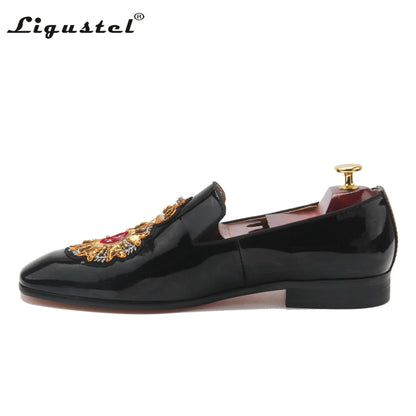 Ligustel Shoes Men Original Loafers Men Luxury Wedding Party Red Bottom Shoes for Men Designer Black Formal Dress Plus Size 13