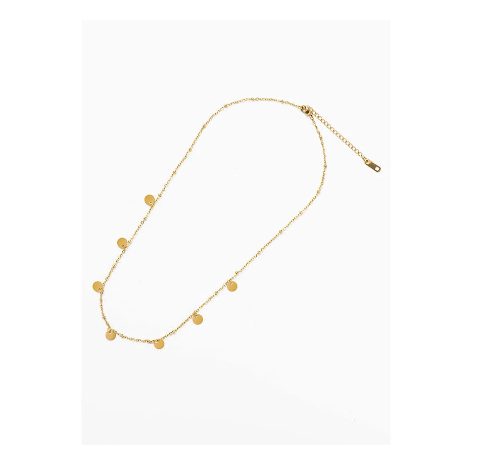 Wild & Free Stainless Steel Round Gold Plated Disc Choker Necklace For Women