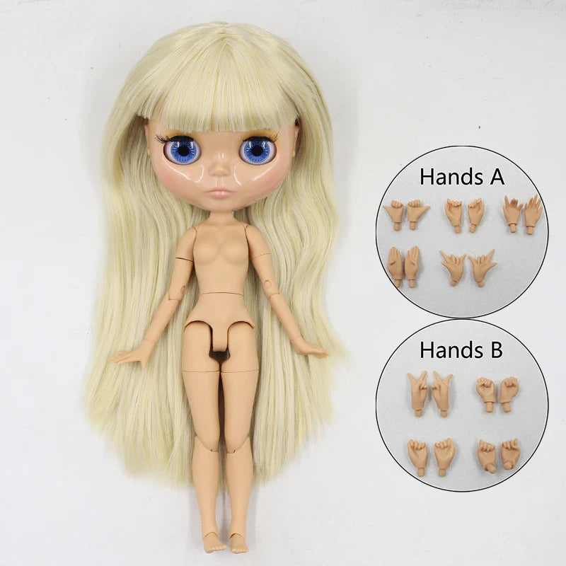 ICY DBS Blyth doll 1/6 bjd joint body tan skin doll glossy face 30cm toy random eyes colors