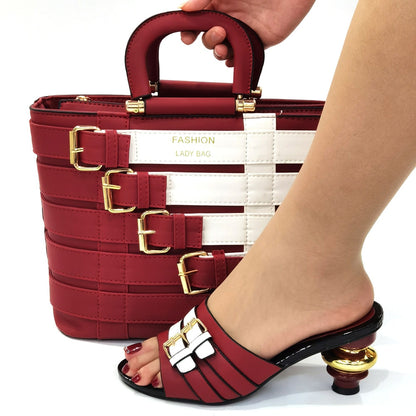 Italian design Shoes with Matching Bags Set Decorated