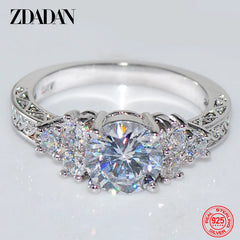 Silver 8MM Zircon Finger Ring For Women Fashion Wedding Jewelry Accessories