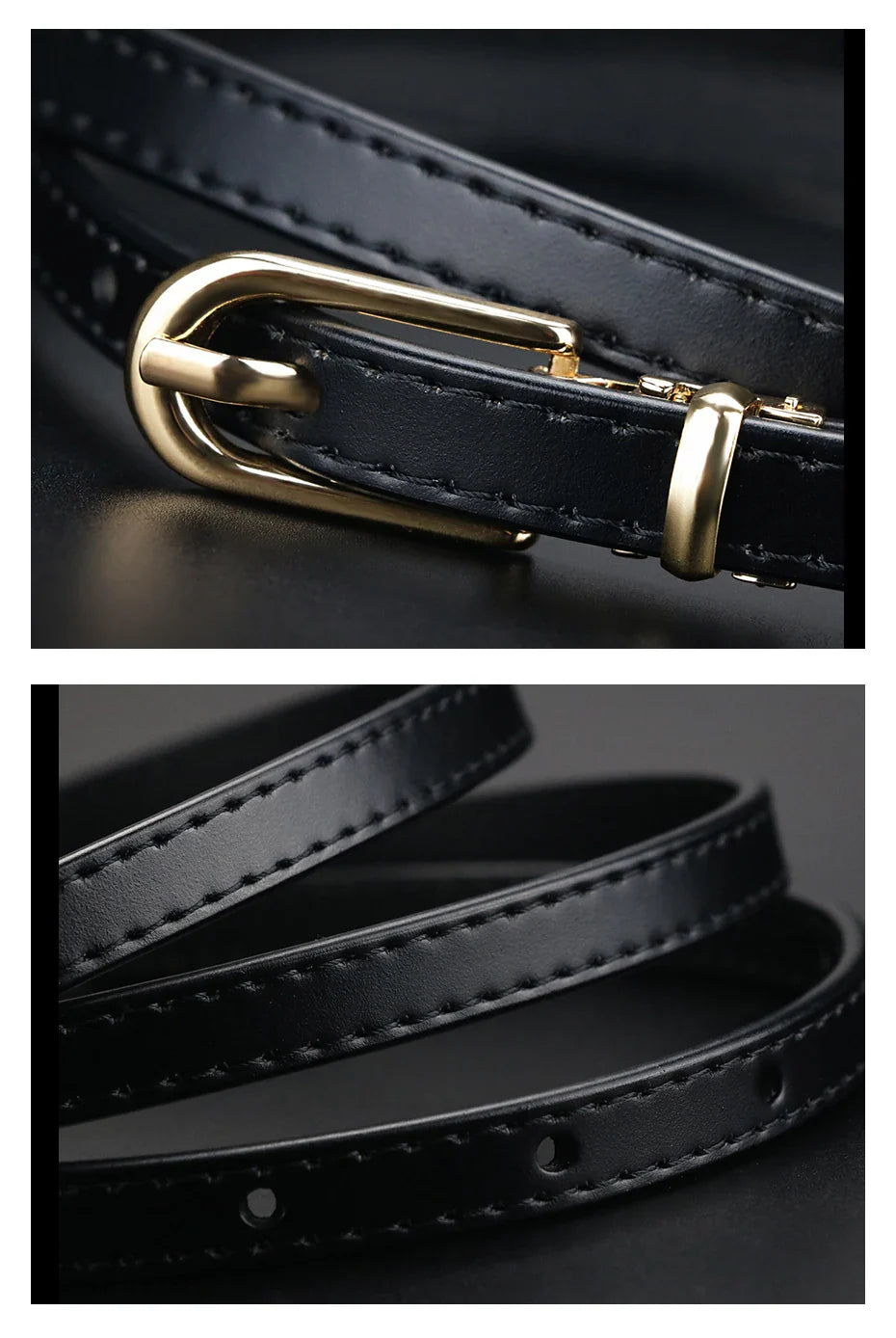 Maikun Women Belts Alloy Pin Buckle Genuine Leather Thin Belt Female Waistband for Jeans Dresses Pants