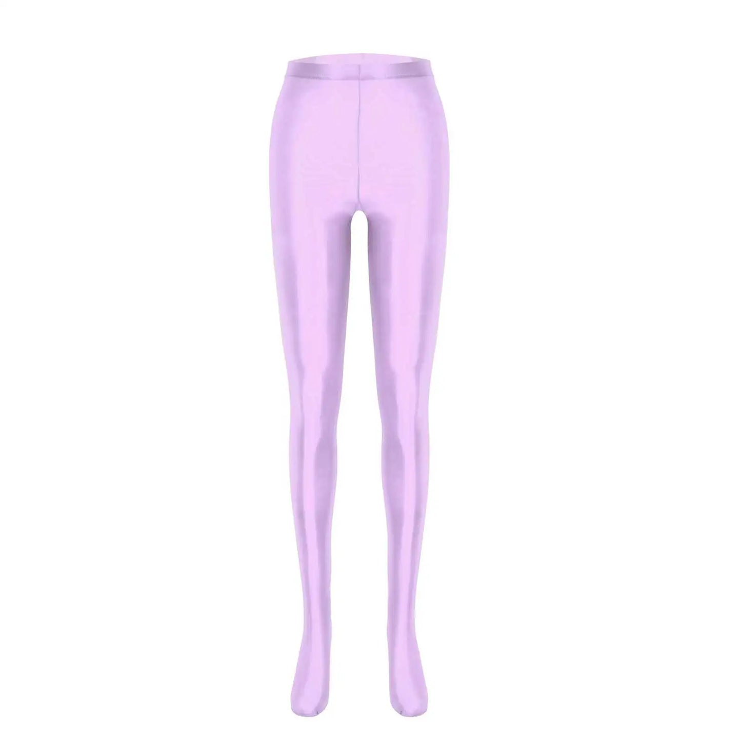 Women Glossy Solid Color Pantyhose High Waist Tights Stockings Footed Leggings
