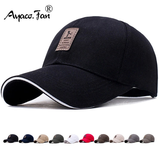 Men Structured Baseball Cap Solid Cotton Snapback Spring Autumn Women Label Stick