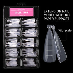 100Pcs/box Full Cover Sculpted Nail Tips Fake Finger Nails Extension Tip Quick Building Mold False Tips For Manicuring Tool Set