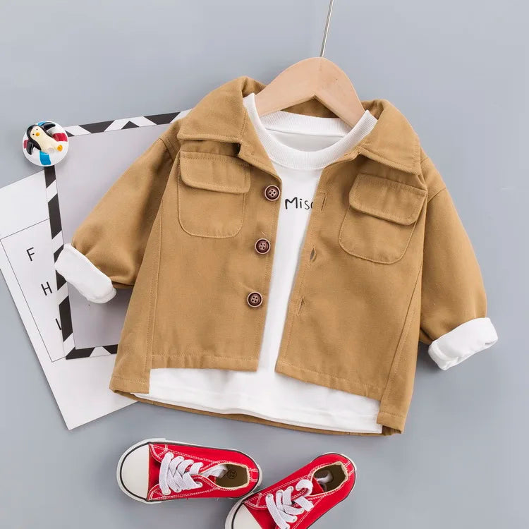 Children Spring Autumn Fashion Baby Clothes Boys Girls Cotton Solid Coat Causal Outdoor Jacket Infant Kids Top Outwear