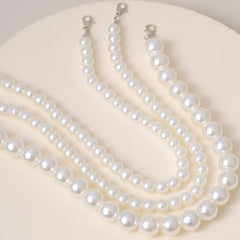 Multi-Layer White Imitation Pearl Necklace Bead  Chain Punk Ladies Wedding Short