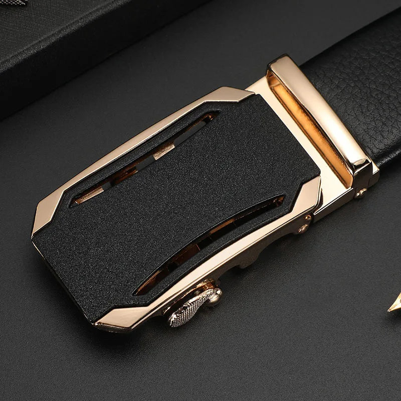 CEXIKA Men's Genuine Leather Automatic Buckle Belt Custom Engraved Name/Logo Ideal Waist Belt for Father's Day Personalized Gift