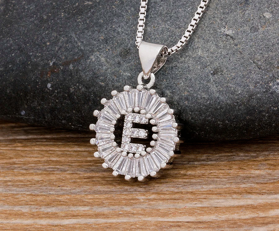 NIdin Hot Sale 2 Colors Initial Letter Pendant 26 Letters Charm Name Necklace Top Quality Copper Zircon Jewelry Birthday Gift
