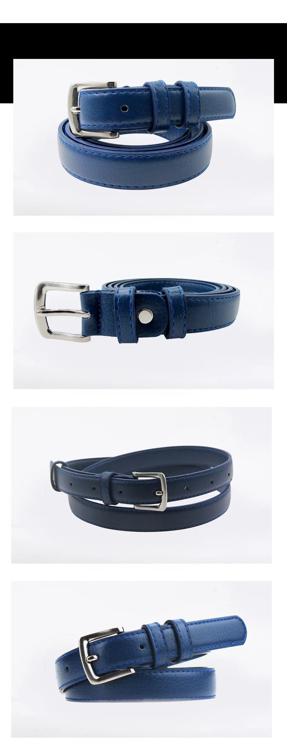 MaiKun Women's Skinny Leather Belt Solid Color Pin Buckle Simple Small Size Suit Business Casual Waist