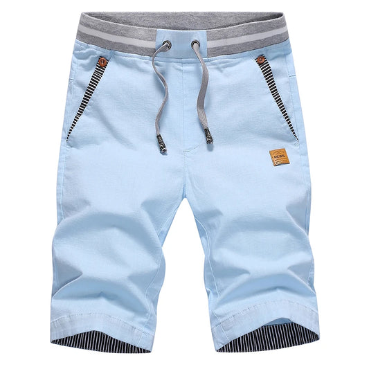 2025 Summer Casual Shorts Men Cotton Cargo Shorts Elastic Waist Drawstring Beach Board Shorts M-4XL Plus size Drop Shipping
