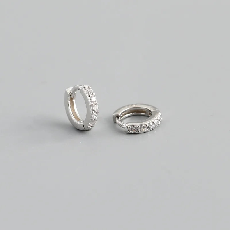WANTME Real 925 Sterling Silver Gothic Simple White Zircon Hoop Earrings for Women Men Charms Unique Party Couple Jewelry 2021