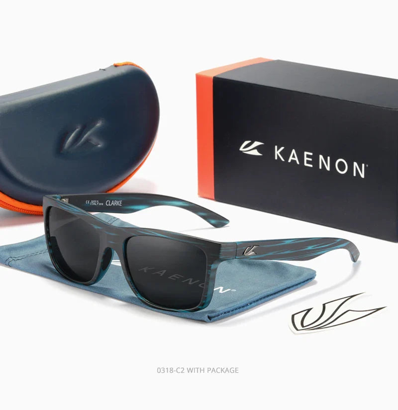 KAENON Square Polarized Sunglasses Men TR90 Flexible Sports Sun Glasses For Women Real Coating Lens With Original Box