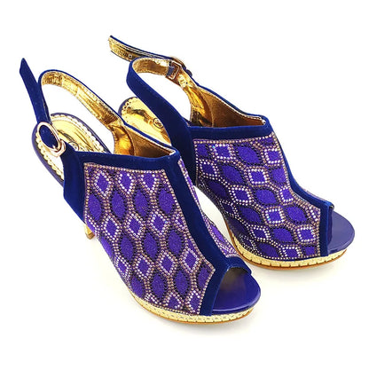 Latest Design Ladies Shoes and Bags To Match For Women heel Wedding Shoes and Bag Set with Purple Color Luxury Shoes for Party