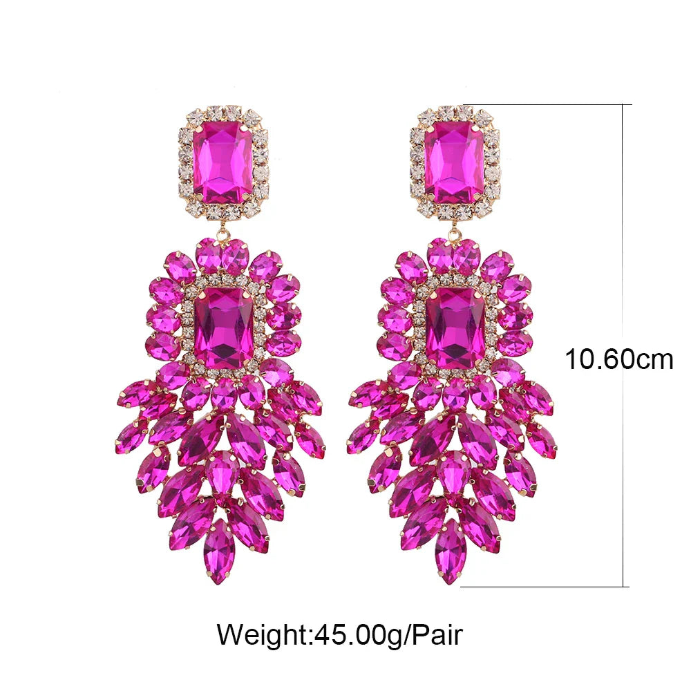 New Crystal Dangle Earrings For Women Rhinestone Earrings Weddings Ladies Party Fashion Jewelry Accessories Wholesale Gifts