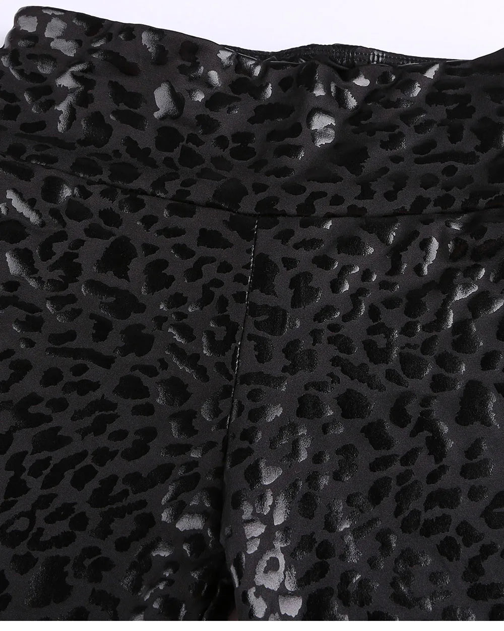 High Waist Leather Leggings for Women Leopard Snake Leather Trouser Black