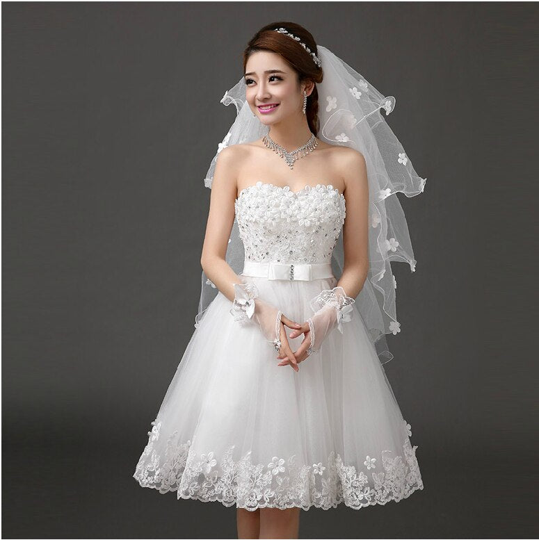 White Bridesmaid Dresses: ivory short knee length lady girl fairy wedding bridal dress