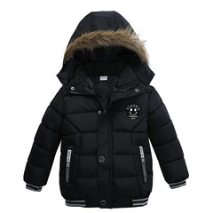 Keep Warm Autumn Winter Boys Jacket Fur Collar Hooded Baby Coat