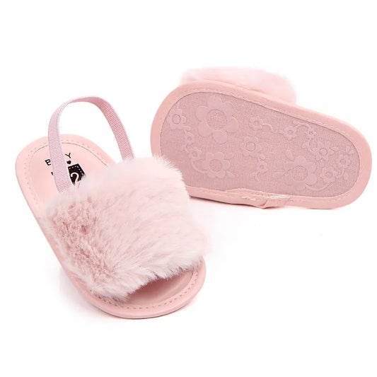 Summer Soft Hair Style Classic Infant Girl Slipper Sandals Breathable Baby Fur Shoes