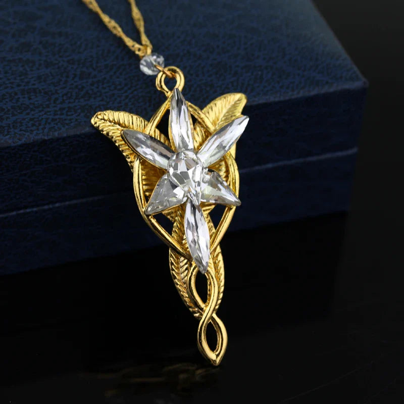 Lord Rings Arwen Evenstar Necklace The Elves Princess Fashion Crystal Cubic Zirconia Stone Pendant For Women Wedding Gifts