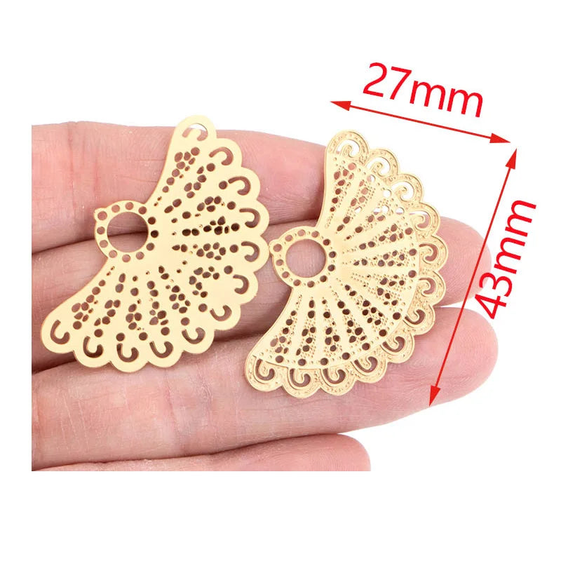 4pcs Gold Stainless Steel Filigree Earring Charm Pendants Connectors for Earring DIY Jewelry Making Supplies wholesale