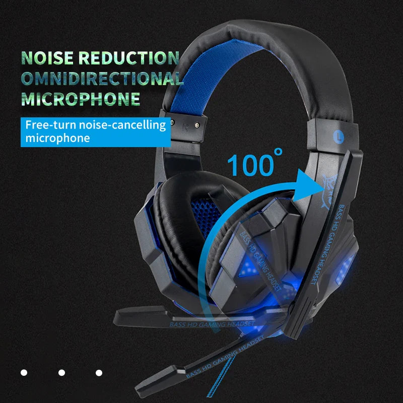 Wired Gaming Headphones With Microphone Led Light For Computer PS4 PS5 Xbox
