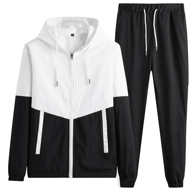 2026 New Men's Tracksuit Clothing Set Zipper Hoodie Sweatpants 2 Piece Hooded Long Sleeve Sportswear Sweatshirt Suits
