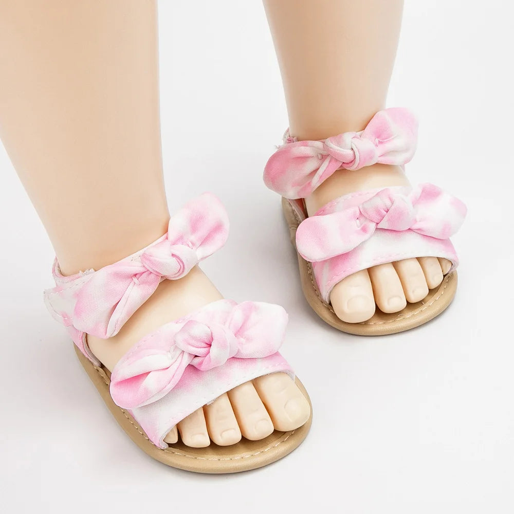 Female Baby Sandals Baby Flat Shoes PU Cloth Bottom Anti-slip Crib Newborn First Day