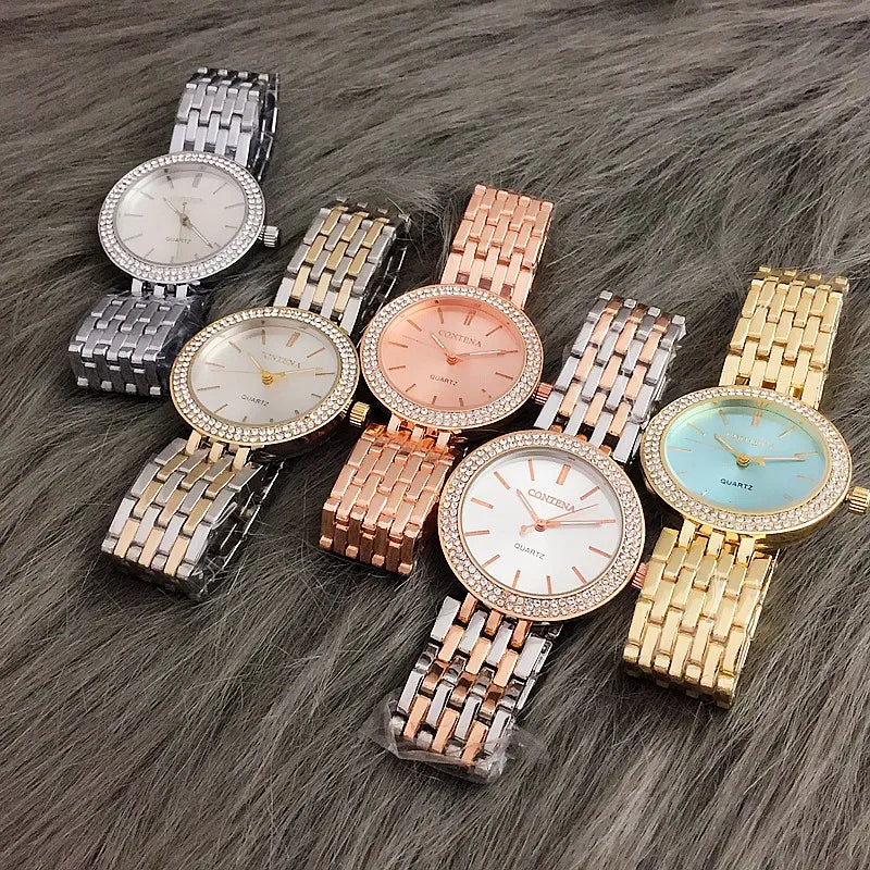 Contena Luxury Simple Women's Wristwatches Full Stainless Steel Women Quartz Watch Business Ladies Watch Clock erkek kol saati
